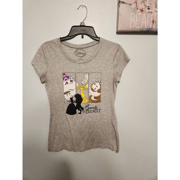 Disney Size L Beauty & The Beast Gray Tshirt Tee - Picture 1 of 3